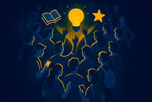 people around lightbulb praising AI